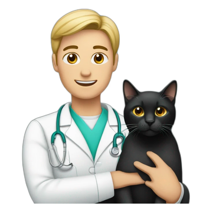 Veterinaria con un gato negro sticker