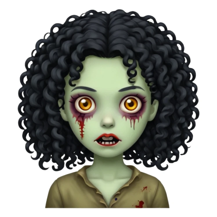 girl zombie with big black curly hair  sticker