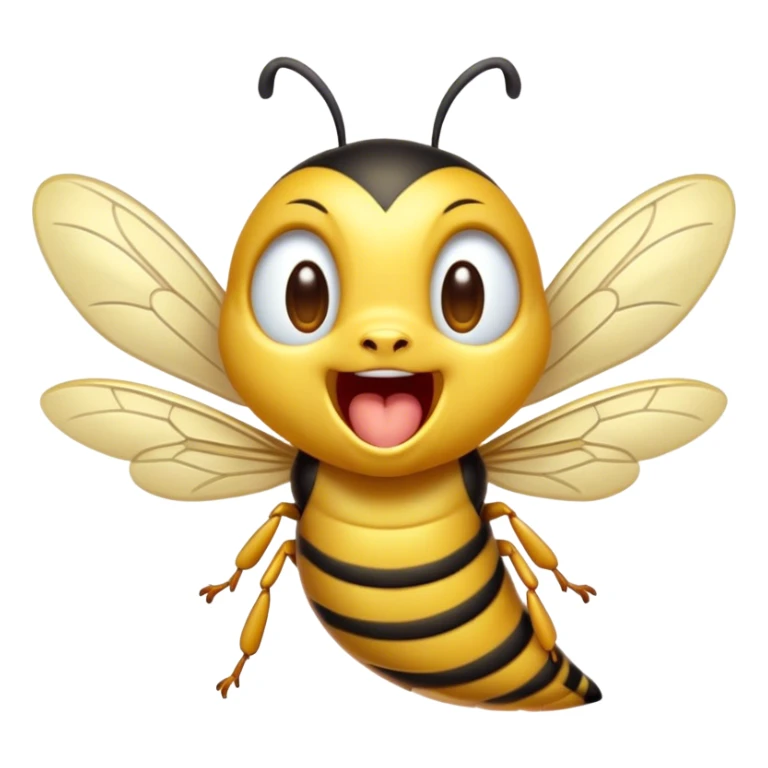 Cinematic Adorable Yawning Wasp Portrait Emoji, Head tilted slightly with a dramatic, wide-open yawn, showcasing a tiny, streamlined body with gently drooping wings and sleepy, half-closed eyes, Simplified yet irresistibly cute features, highly detailed, glowing with a soft, cozy glow, high shine, relaxed yet expressive, stylized with a dash of whimsical insect ease, soft glowing outline, capturing the essence of a drowsy wasp that appears ready to stretch and yawn its way out of the screen! sticker