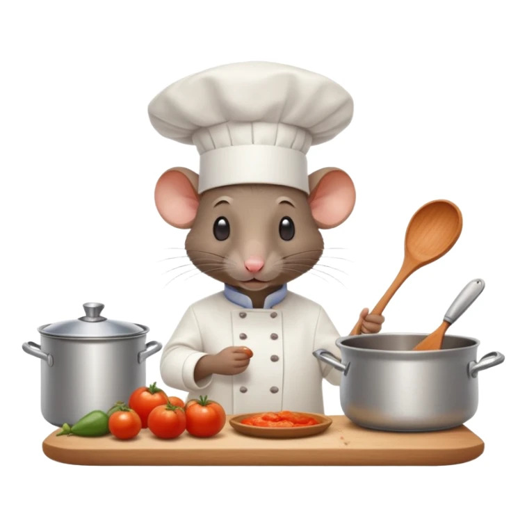 Rat chef in a white hat cooking ratatouille in a Paris kitchen sticker