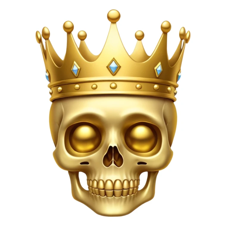 a golden skeleton with golden crown sticker