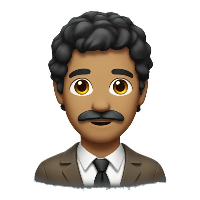 black haired tan man with mustache  sticker