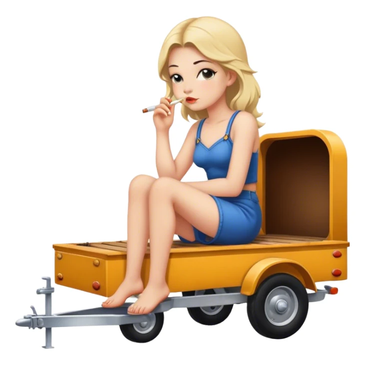 Girl sitting on a trailer smoking  sticker