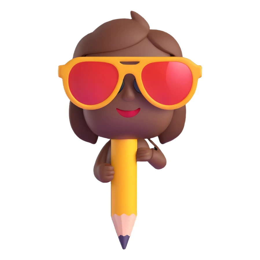 A big pencil with a kitten in sunglasses sticker