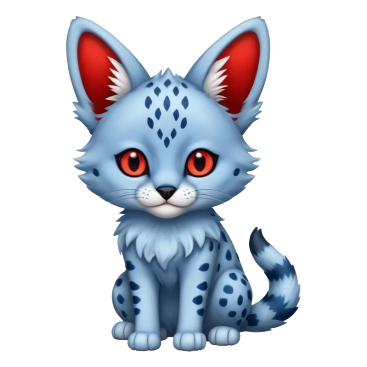 Blue serval with red eyes, full body sticker