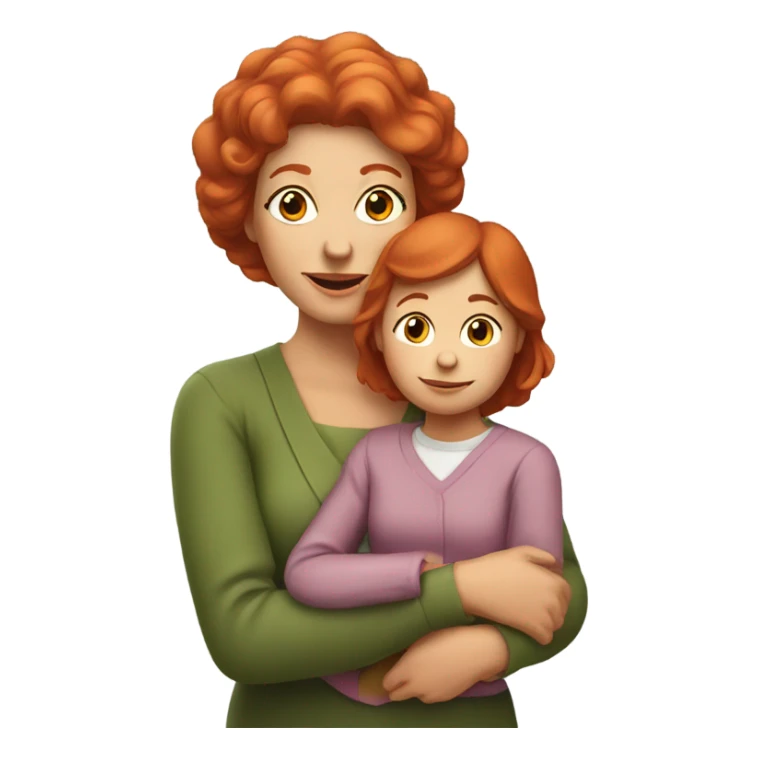 Red headed grandmother holding her red headed granddaughter  sticker