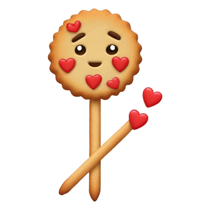 Crea un emoji de una galleta que está disfrazada de san Valentín  sticker