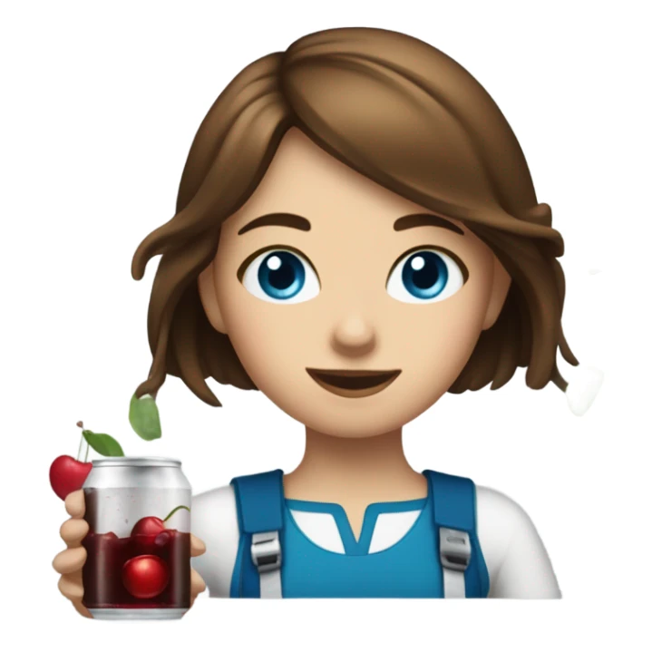 Drinking dr pepper cherry flavoured Brown hair girl blue eyes sticker
