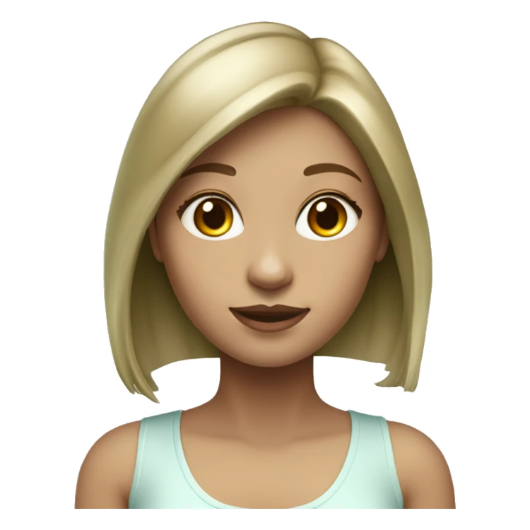 Girl white light brown medium hair with MacBook realistic color light green-blue sticker