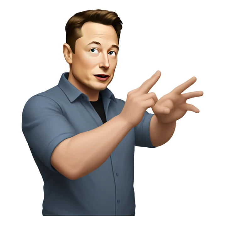 elon musk is pointing his hands on his right sticker