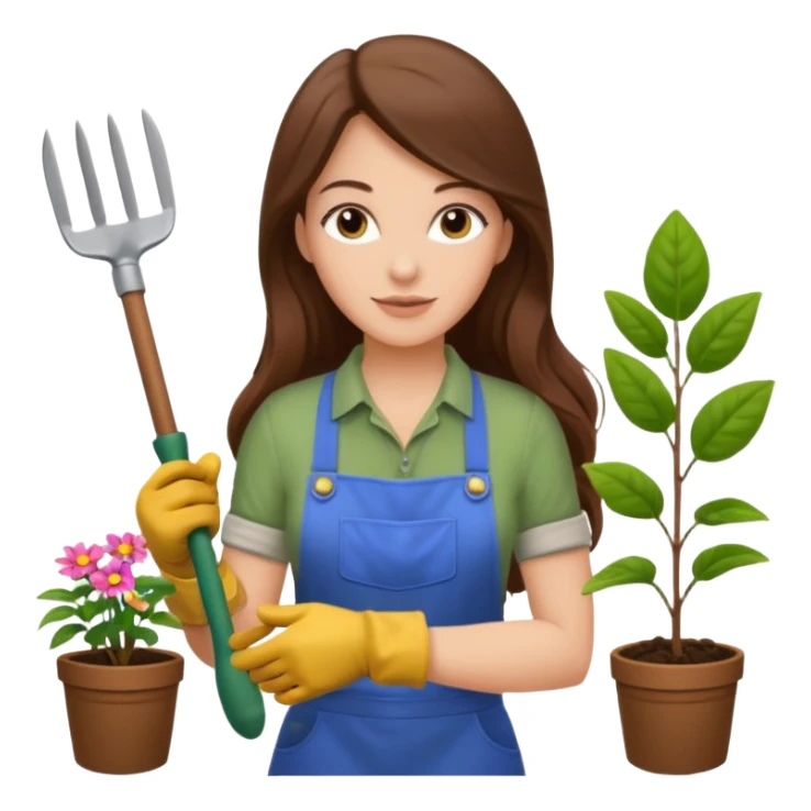 waves long brown hair white  woman Gardening sticker
