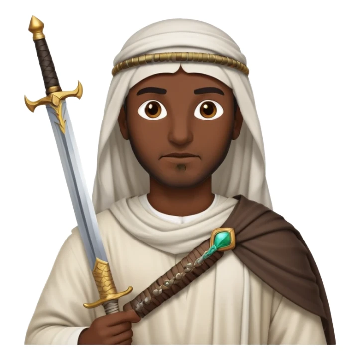 ancient Arab man with a sword on his shoulder sticker