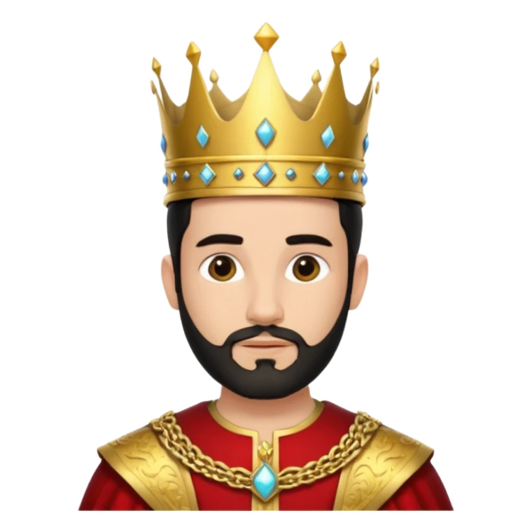 Bearded King, young king with short black beard, wearing crown
 sticker