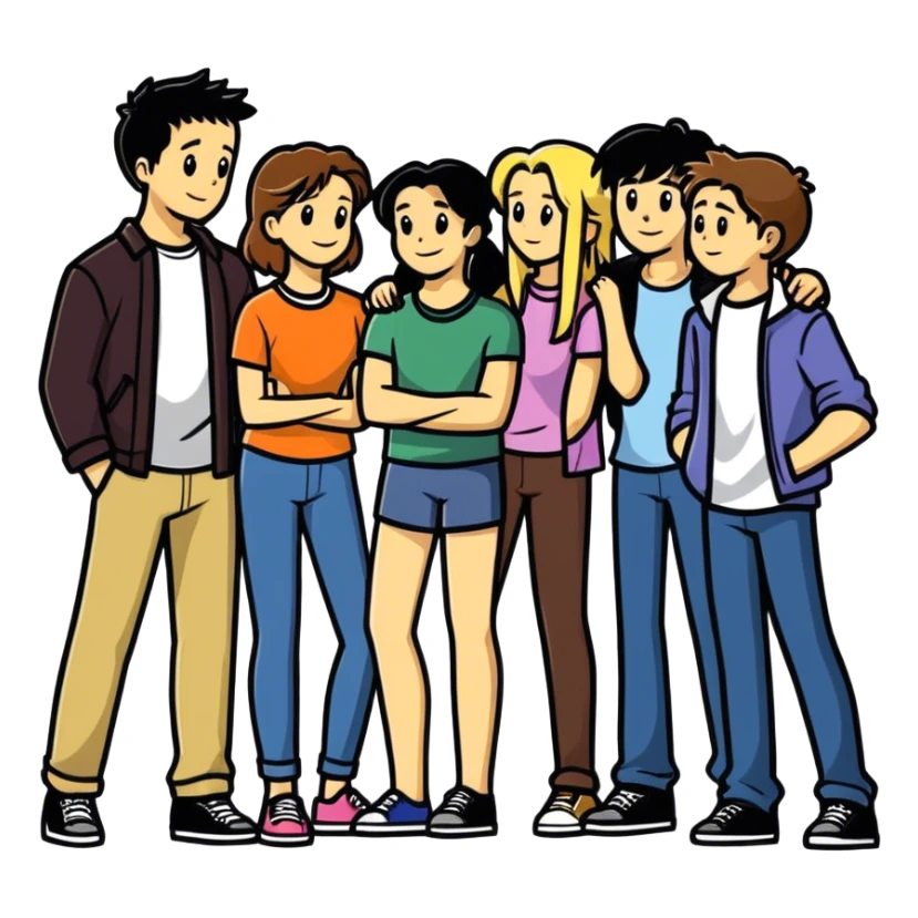 Ross, Rachel, Monica, phoebe, chandler, Joey sticker