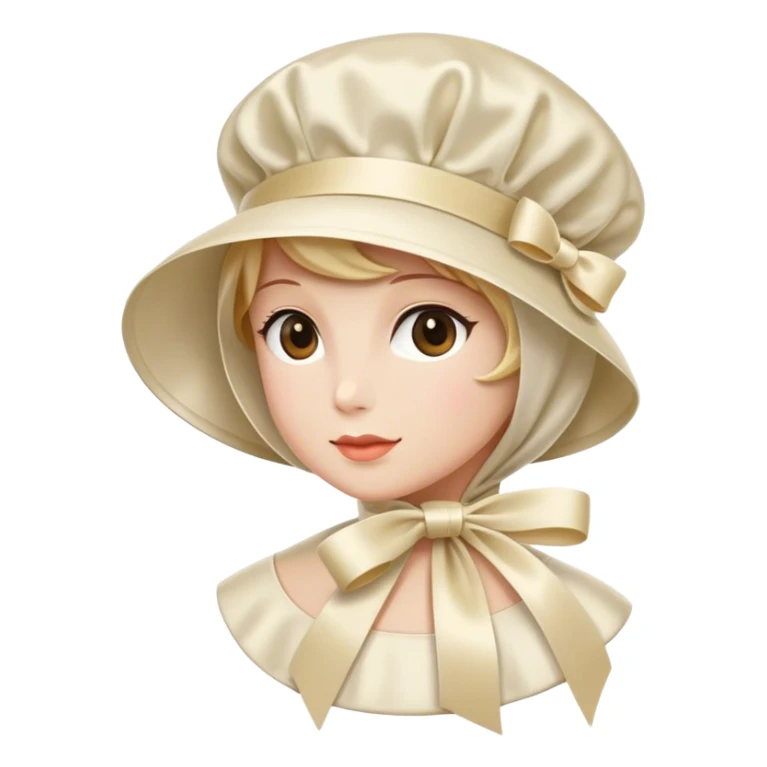 A cream-colored bonnet with a satin ribbon tie, classic and elegant. sticker