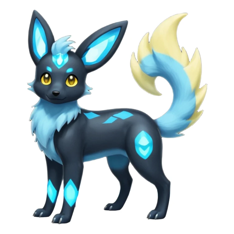 Manectric-Electrike-Aurorus-Umbreon-Draco-Fakémon-hybrid-creature (full body), 4 legs sticker