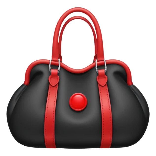 black inflated woman bag with red accent sticker