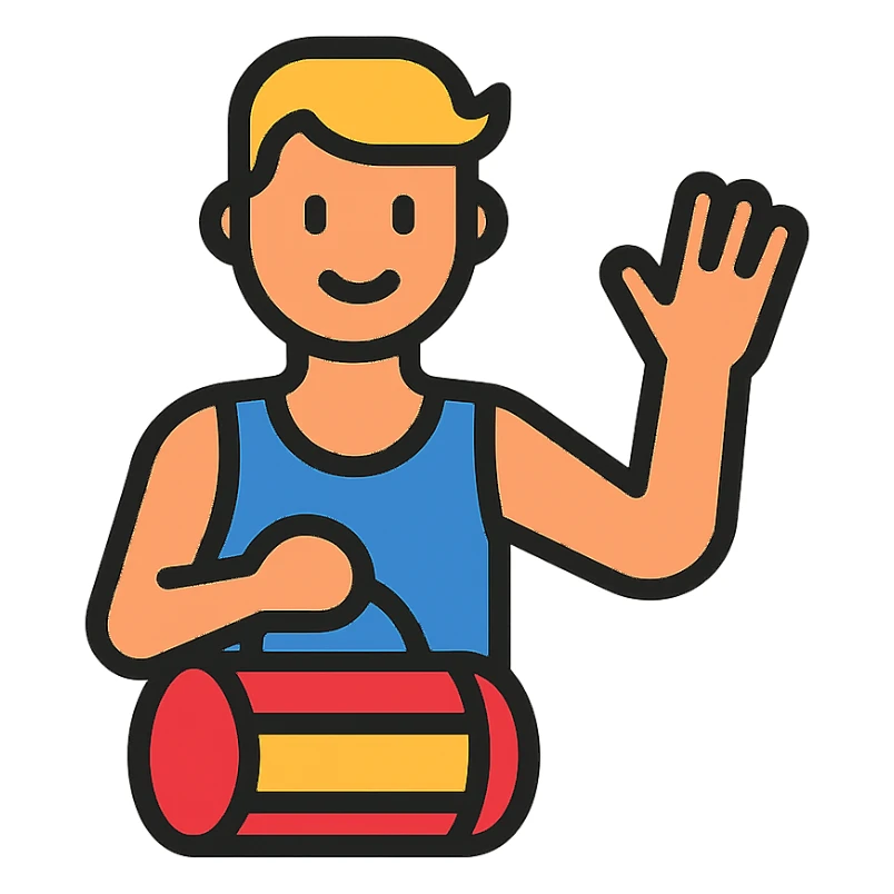 a sportsman holding his gymbag waving his hand goodbye sticker