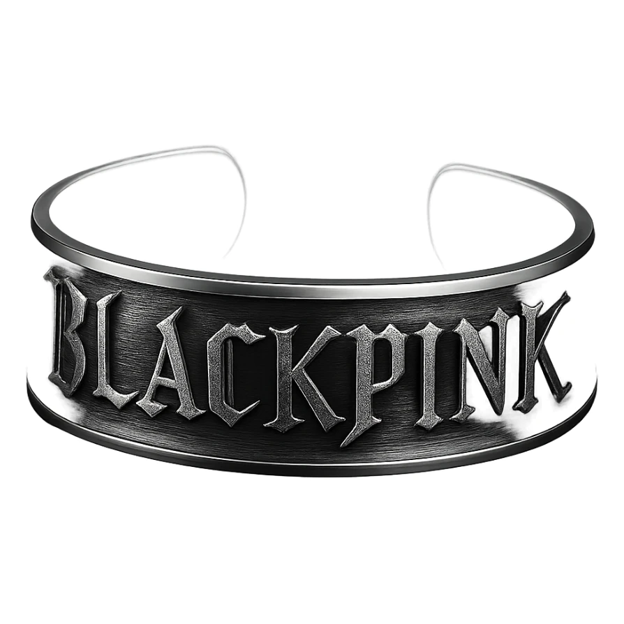 BLACKPINK-inspired gothic bracelet, no hearts, chrome style, shiny and dramatic, black and pink colors sticker