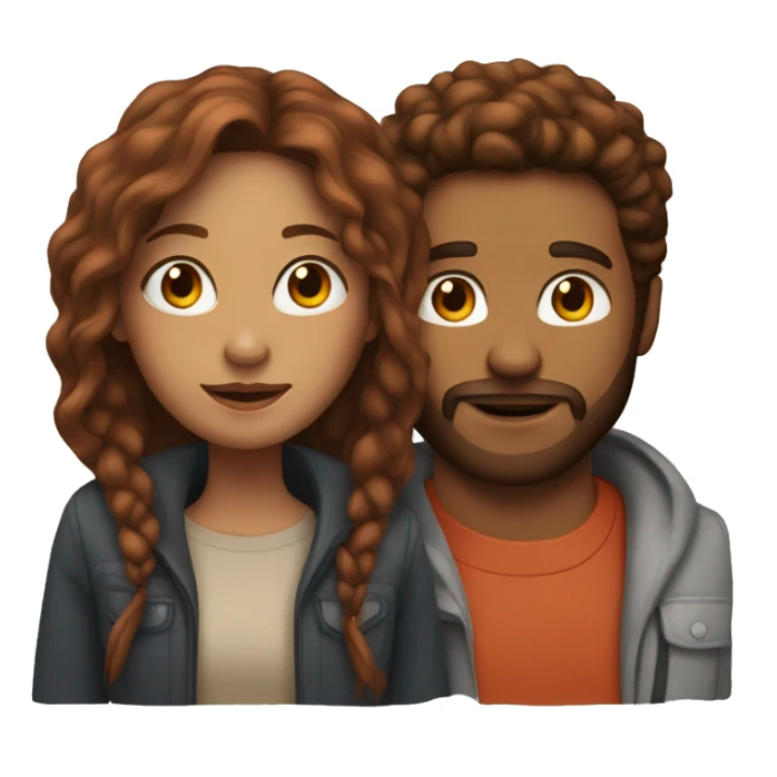 mixed guy with beard and girl with long red brown hair sticker