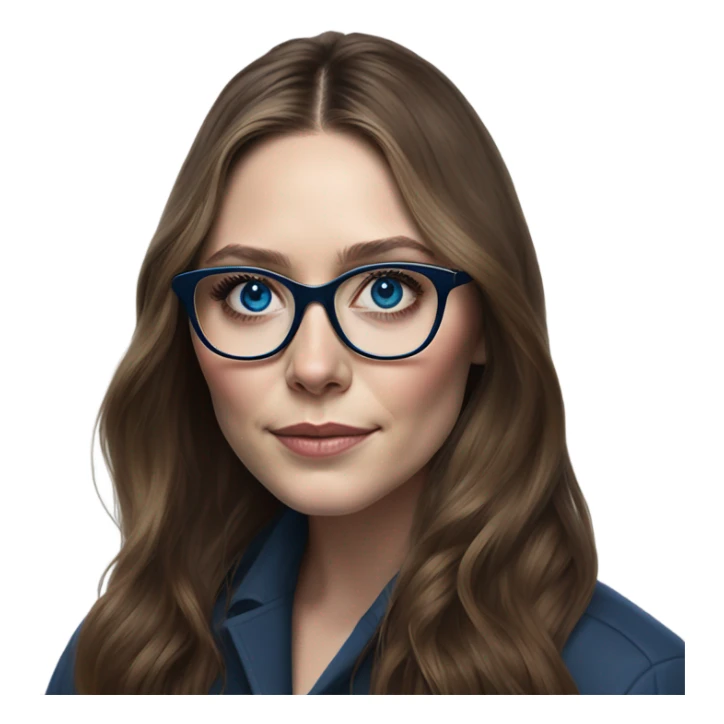 Hyper Realistic Elizabeth Olsen brunette blue eyes wearing glasses  sticker