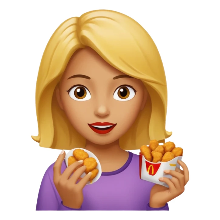 Girl eating nuggets from McDonalds  sticker