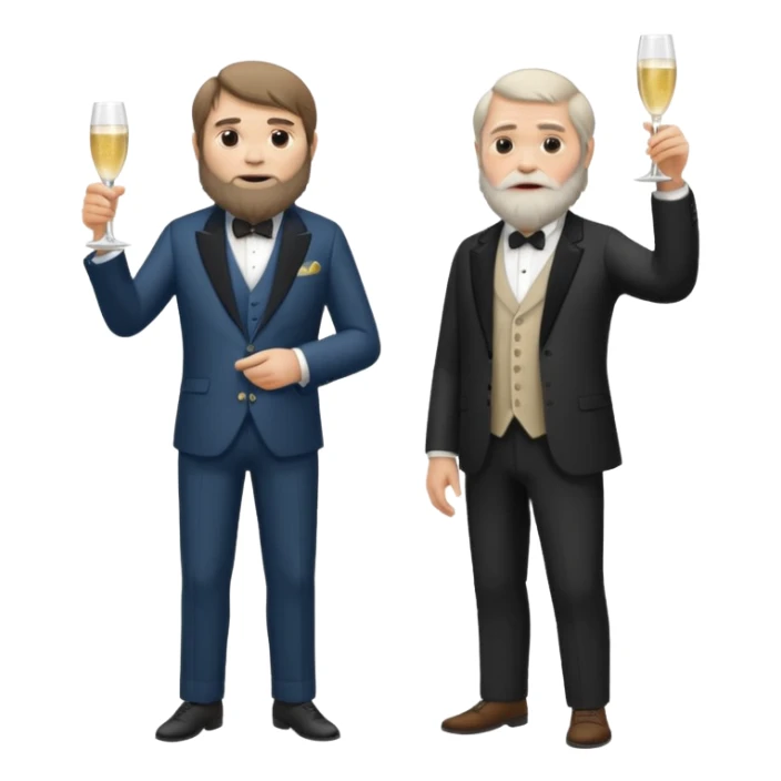 CHARLES darwin standing next to a Neandertal. They are drinkung champagne sticker