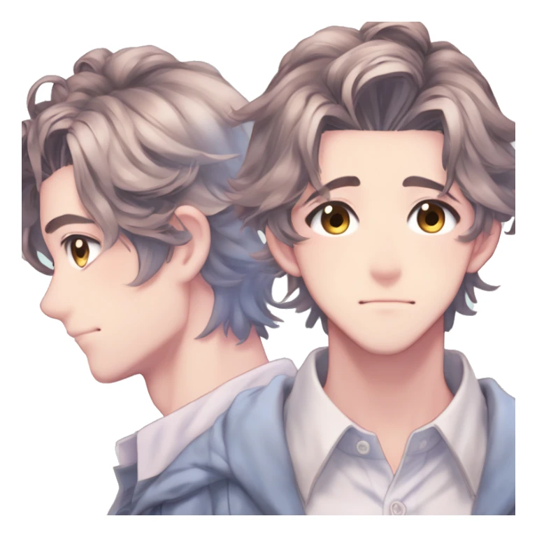 Gorgeous romantic hot attractive anime style modern anime shojo guy with pretty ponytail hair and colorful eyes and blushing face aesthetic trending style  pastelcore cottagecore kawaiicore sticker