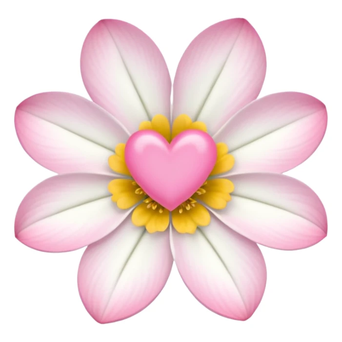 white flower with mini pink heart center sticker