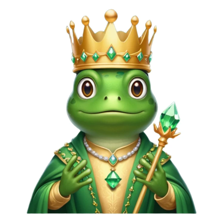frog King, with crown, crystal and standing, royal cloth sticker