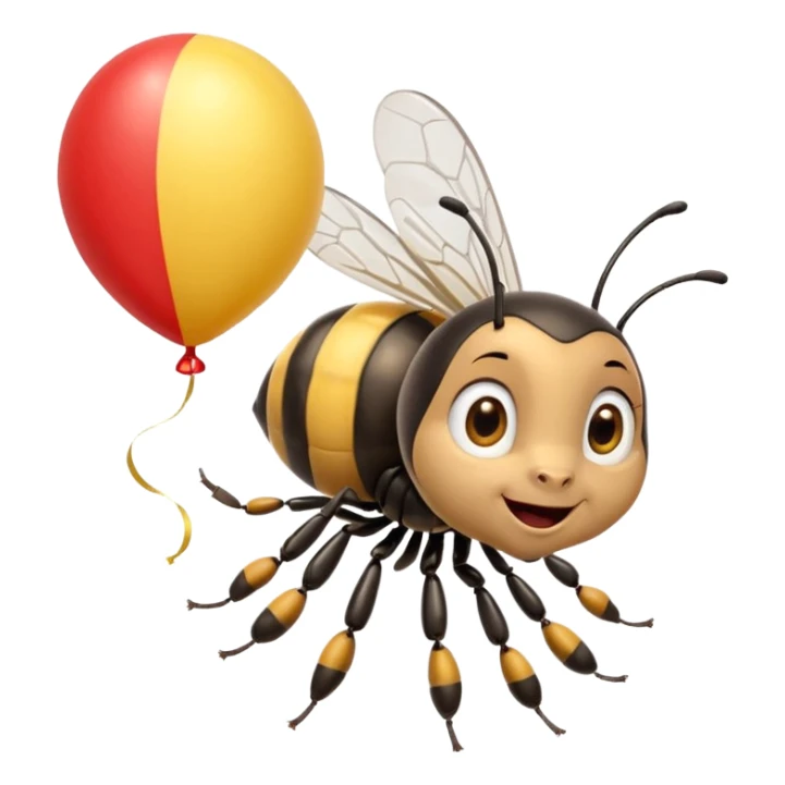 Bees with red Birthday Hat, Excited bee carrying balloon sticker