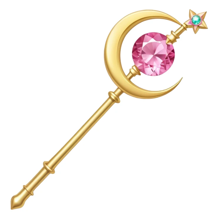 Sailor Moon's Crescent Moon Stick, a pink wand with a gold crescent moon on top and a pink gem in the center sticker