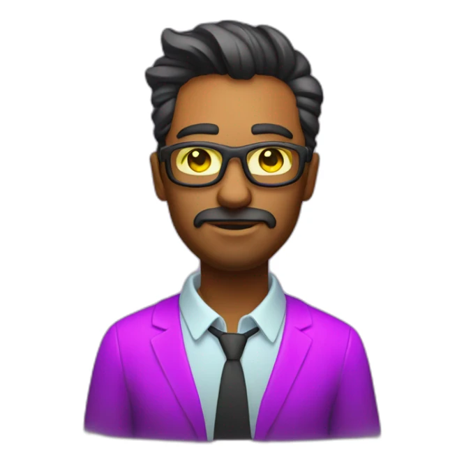 the boss of a web developer in neon style without a beard sticker