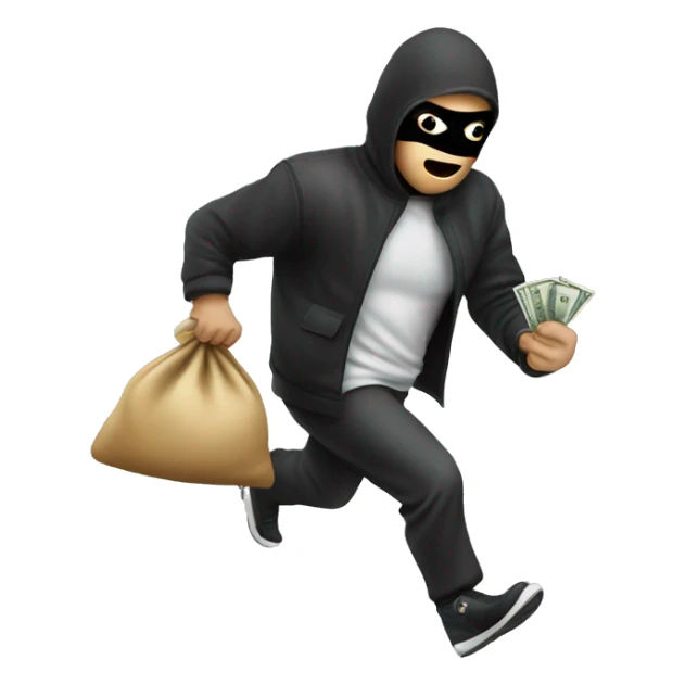 a robber with a money bag running facing to the left sticker