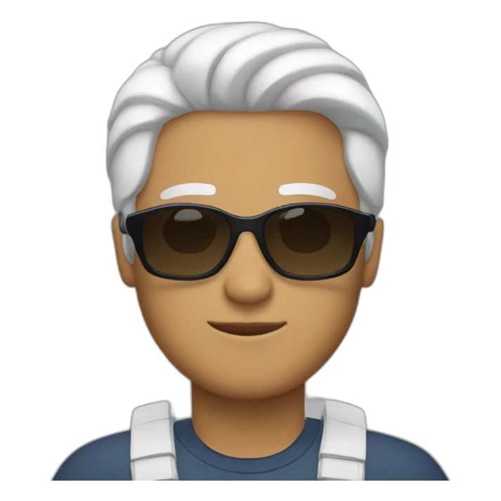 hispanic man with Midpart white hair and sunglasses sticker