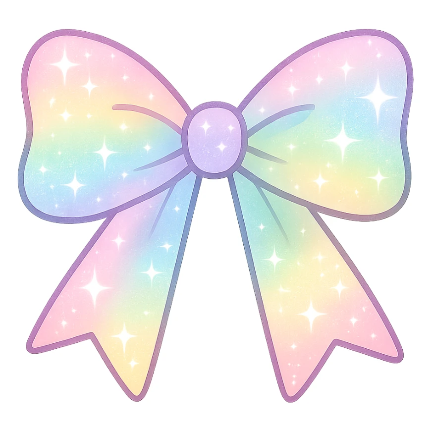 kpop pastel rainbow bow with sparkles, cute and trendy sticker