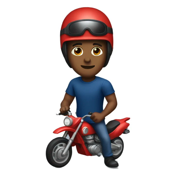 Man Wearing a Dark Blue T-Shirt and a Red Motorcycle Helmet sticker