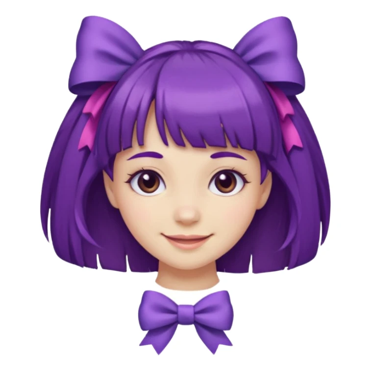 girl with bangs and purple hair and bow sticker