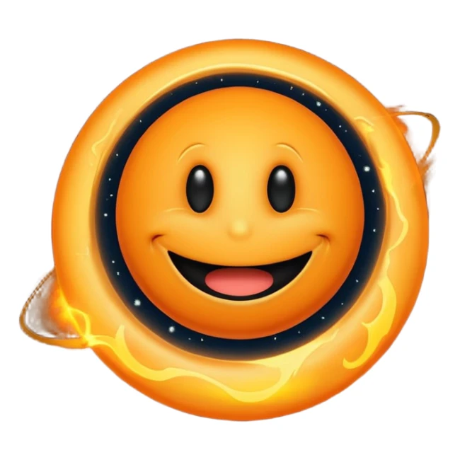 make a blackhole, accretion disk and all, with an orange smiley face sticker