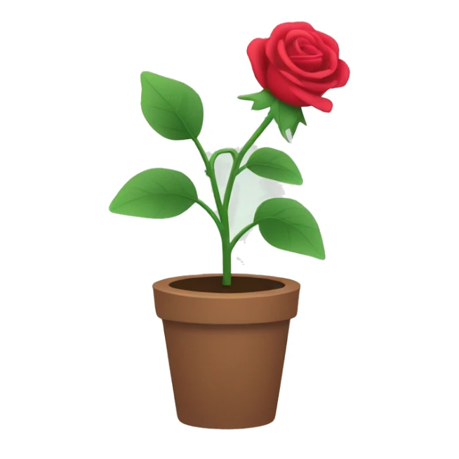 Minimalist vector art of a straight rose plant. sticker