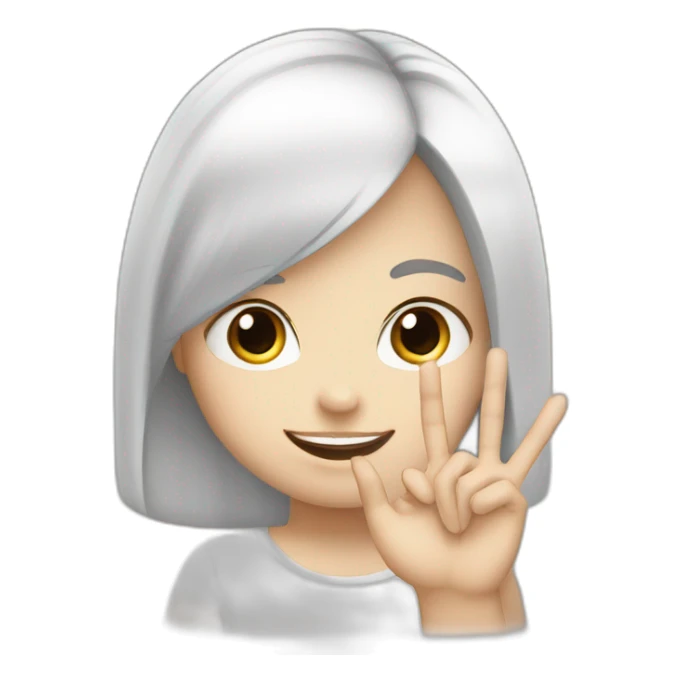 Small white skin black haired girl showing 3 fingers гз 2 сдщыув sticker