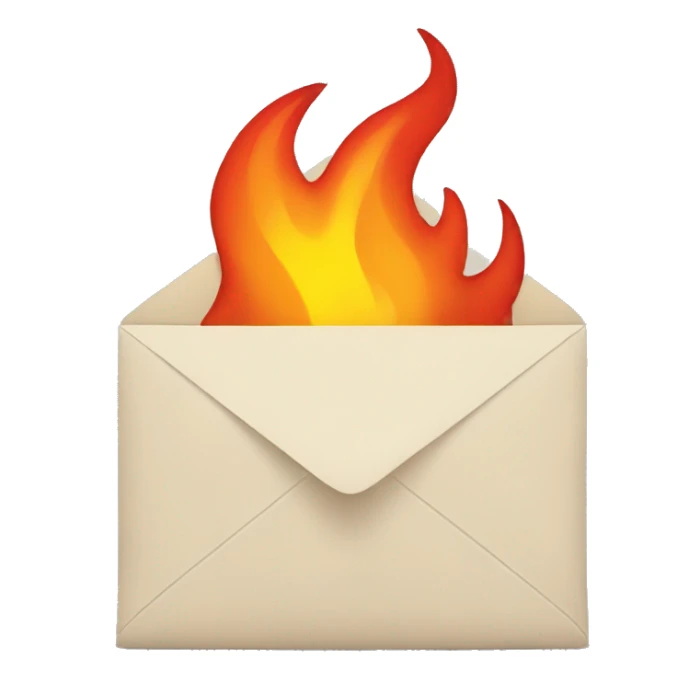 fire coming out of an envelope sticker