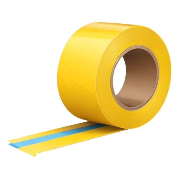 Generate me yellow tape on a roll sticker