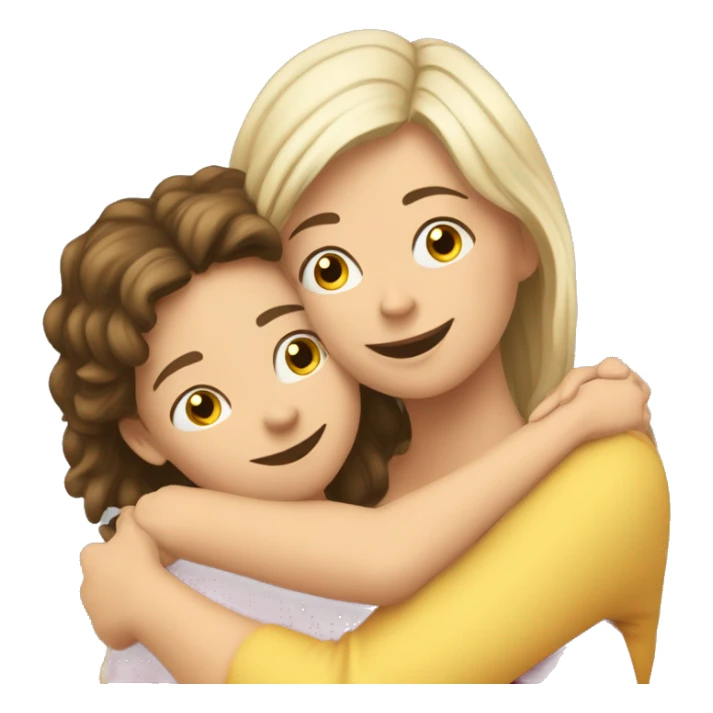 A hug between caucasian mother and daughter  sticker