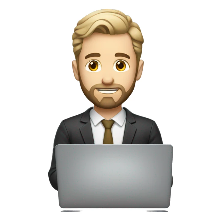 Short hair handsome white man with beard on laptop sticker