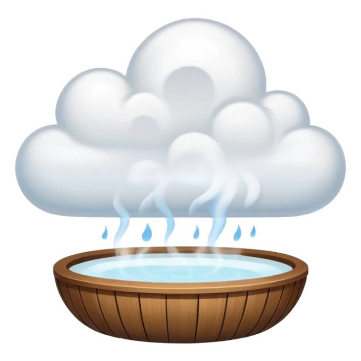 white slightly see-through steam cloud floating above a spa sticker