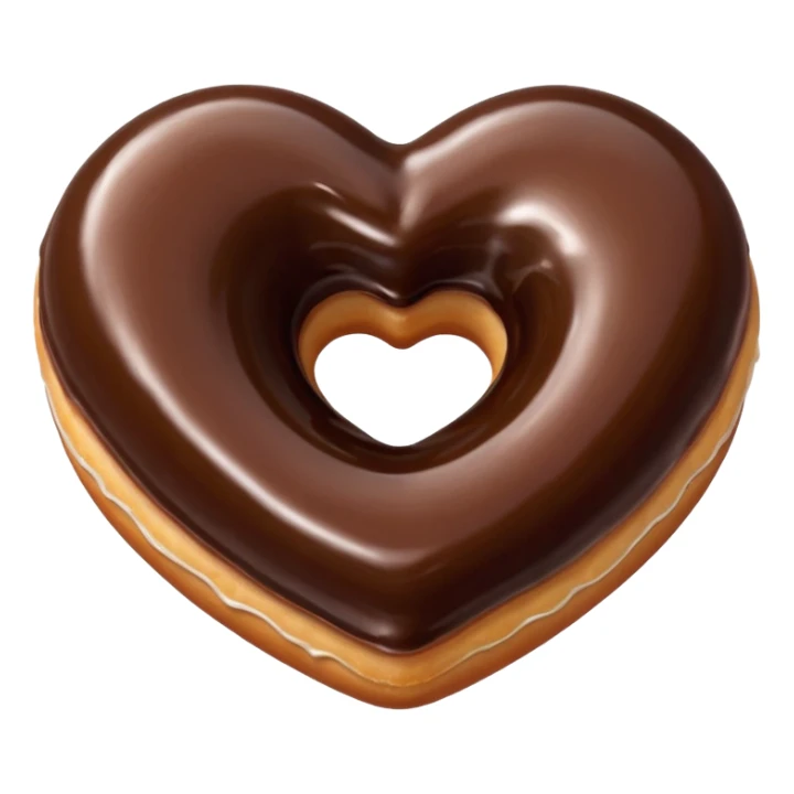 Realistic isolated heart shaped donut with chocolate & glaze. sticker