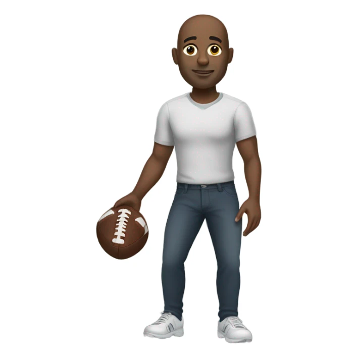Bald black man with football  sticker