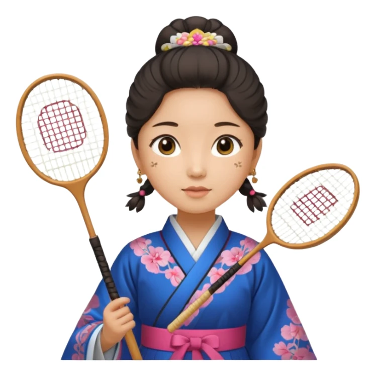 ancient gongsam girl with 1 badminton racket sticker