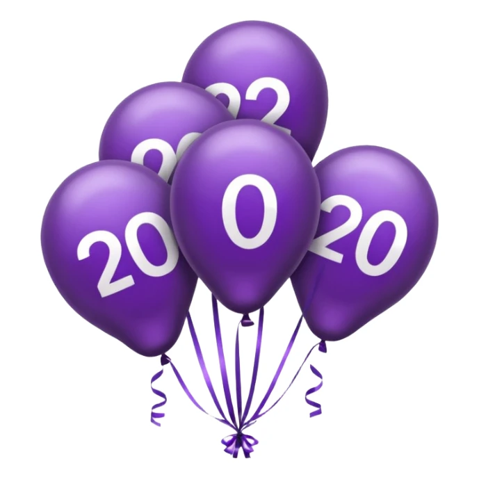 baloons with "2026" year to put on the menu in dark brown and violet. please user correct year: 2026 sticker